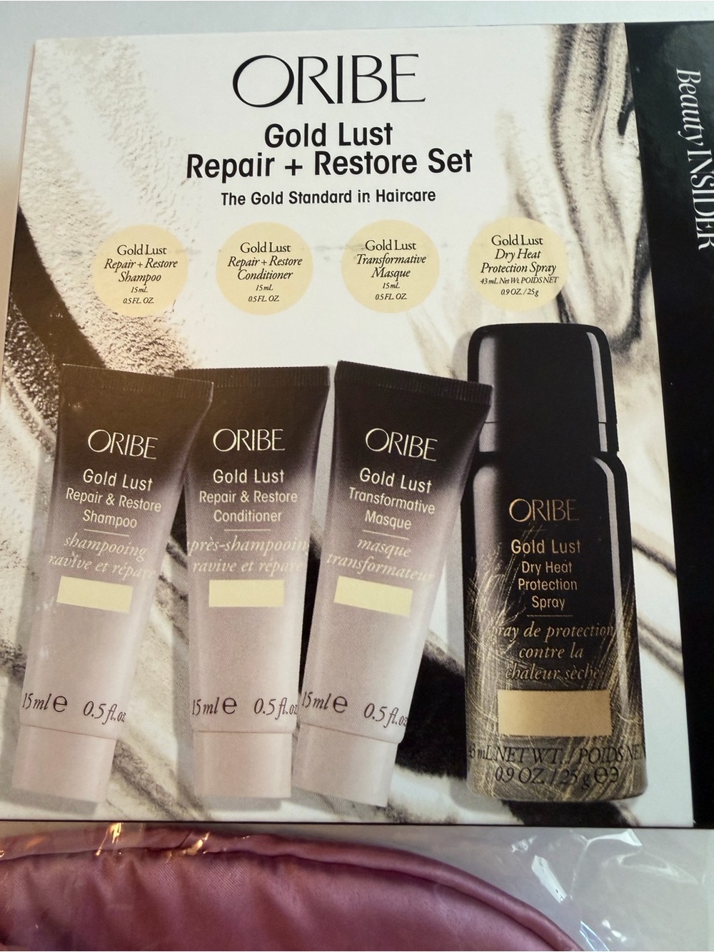 Oribe Gold Lust Repair + Restore Set with Satin Sleep Mask & Scrunchie. MSRP $88 - Picture 7 of 8
